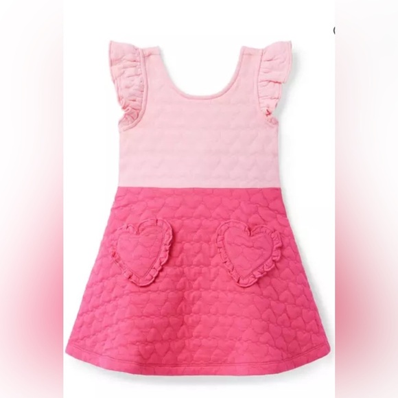 Janie & Jack Girls Quilted Heart Pocket Dress Sz 6T - Picture 1 of 6